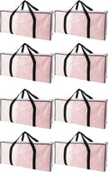 Extra Large Moving Bags with Zippers & Carrying Handles, Heavy-Duty Storage Tote for Space Saving Moving Storage, Fold Flat, Alternative to Box and Bin - 8 Pack, Semi-Transparent