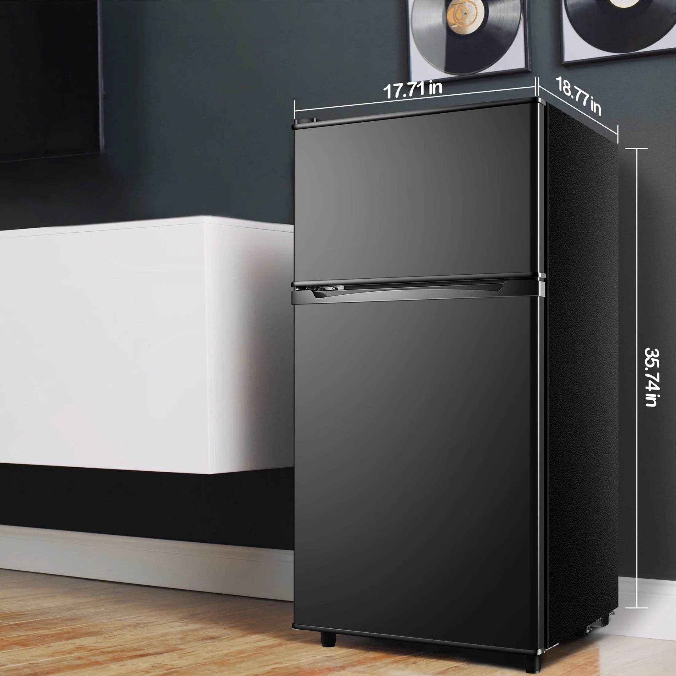 3.5 Cu.Ft Mini Fridge with Freezer - Dual-Door Small Refrigerator for Dorm Bedroom,Black